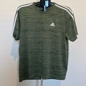 Mens Adidas Tech Tee Primegreen Aeroready 3 Stripe Short Sleeve Crew Neck Large